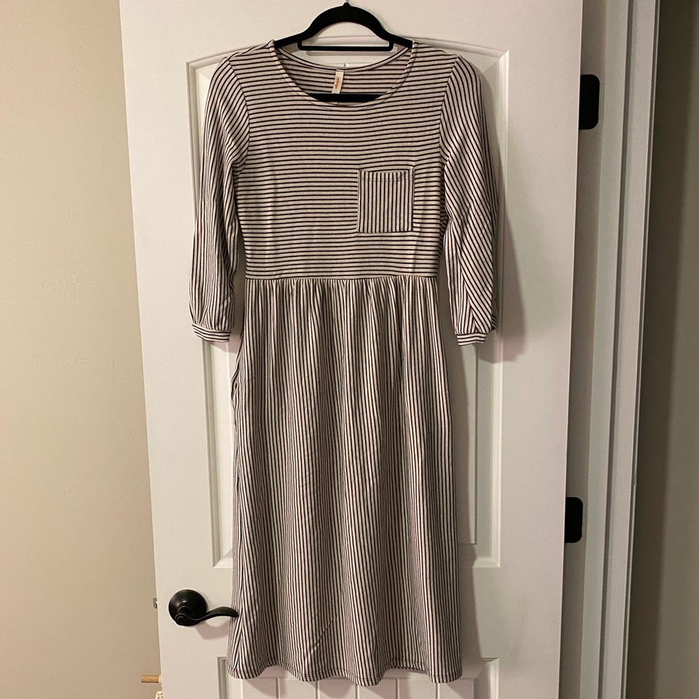 Orange Creek Midi Dress | Black & White Stripe | M